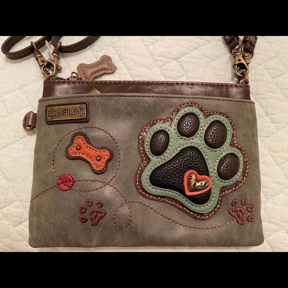 Charming Chala Dog Paw Print Crossbody Handbag
